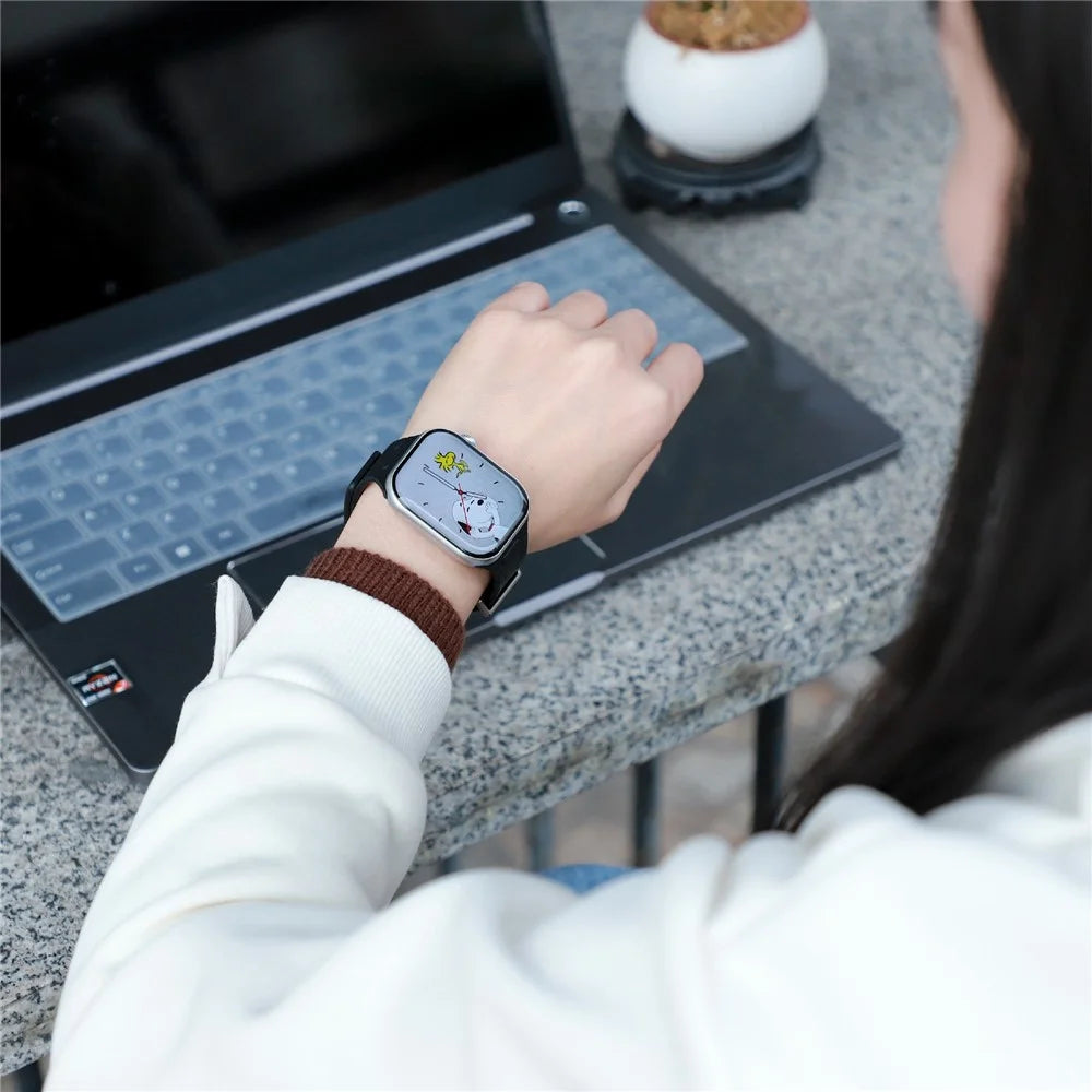 AP Magnetic Watch Band for Apple Watch Ultra 3 2 1 49mm / Series 11 10 46mm / 9 8 7 45mm / SE3 SE2 SE 6 5 4 44mm / 3 2 1 42mm Silicone Sport Strap - Black - 5