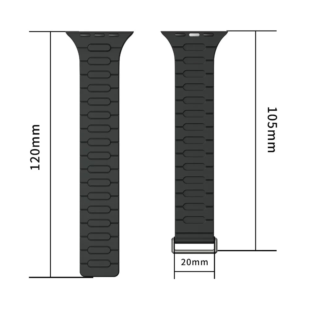 AP Magnetic Watch Band for Apple Watch Ultra 3 2 1 49mm / Series 11 10 46mm / 9 8 7 45mm / SE3 SE2 SE 6 5 4 44mm / 3 2 1 42mm Silicone Sport Strap - Black - 7
