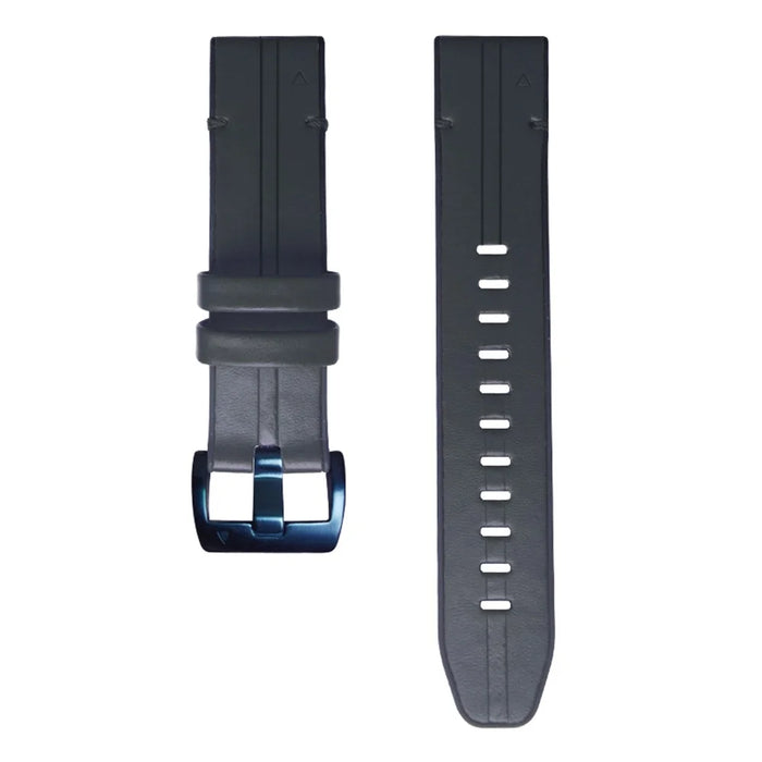 22MM PU Leather Surface+Silicone Smart Watch Band Strap for Garmin Watch - Black - 4