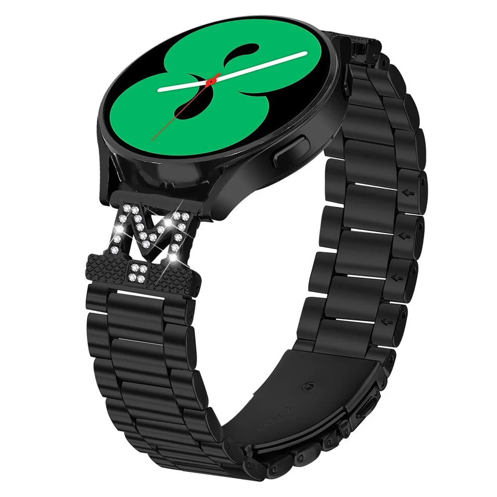 For Huami Amazfit GTR 42mm Watch Strap Rhinestones Decor 3-Bead Stainless Steel Band - Black - 2