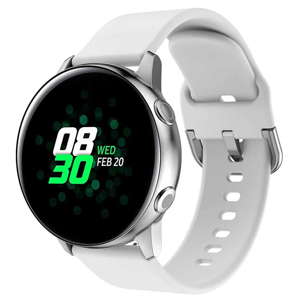 20mm Silicone Watch Band Strap Replacement for Samsung Galaxy Watch4 Classic 46mm 42mm/Watch4 44mm 40mm/Watch Active 2/Garmin Vivomove3 - White - 2
