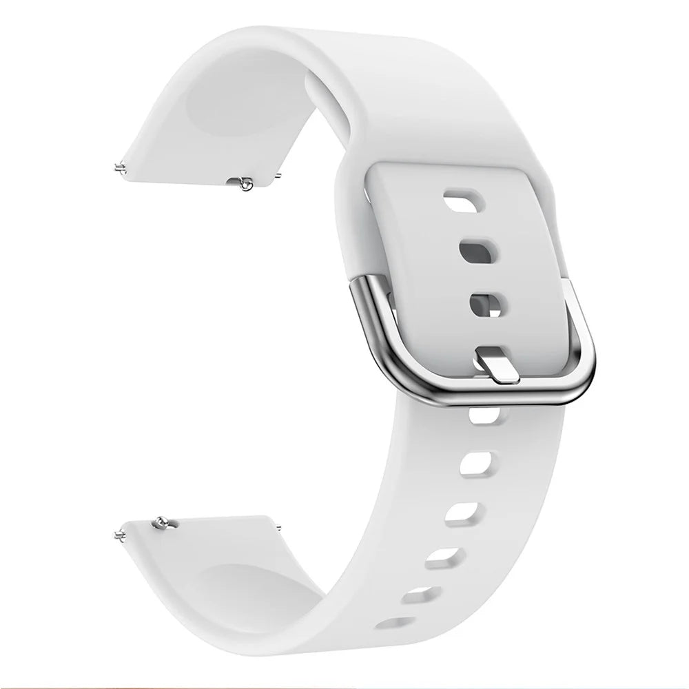20mm Silicone Watch Band Strap Replacement for Samsung Galaxy Watch4 Classic 46mm 42mm/Watch4 44mm 40mm/Watch Active 2/Garmin Vivomove3 - White - 3
