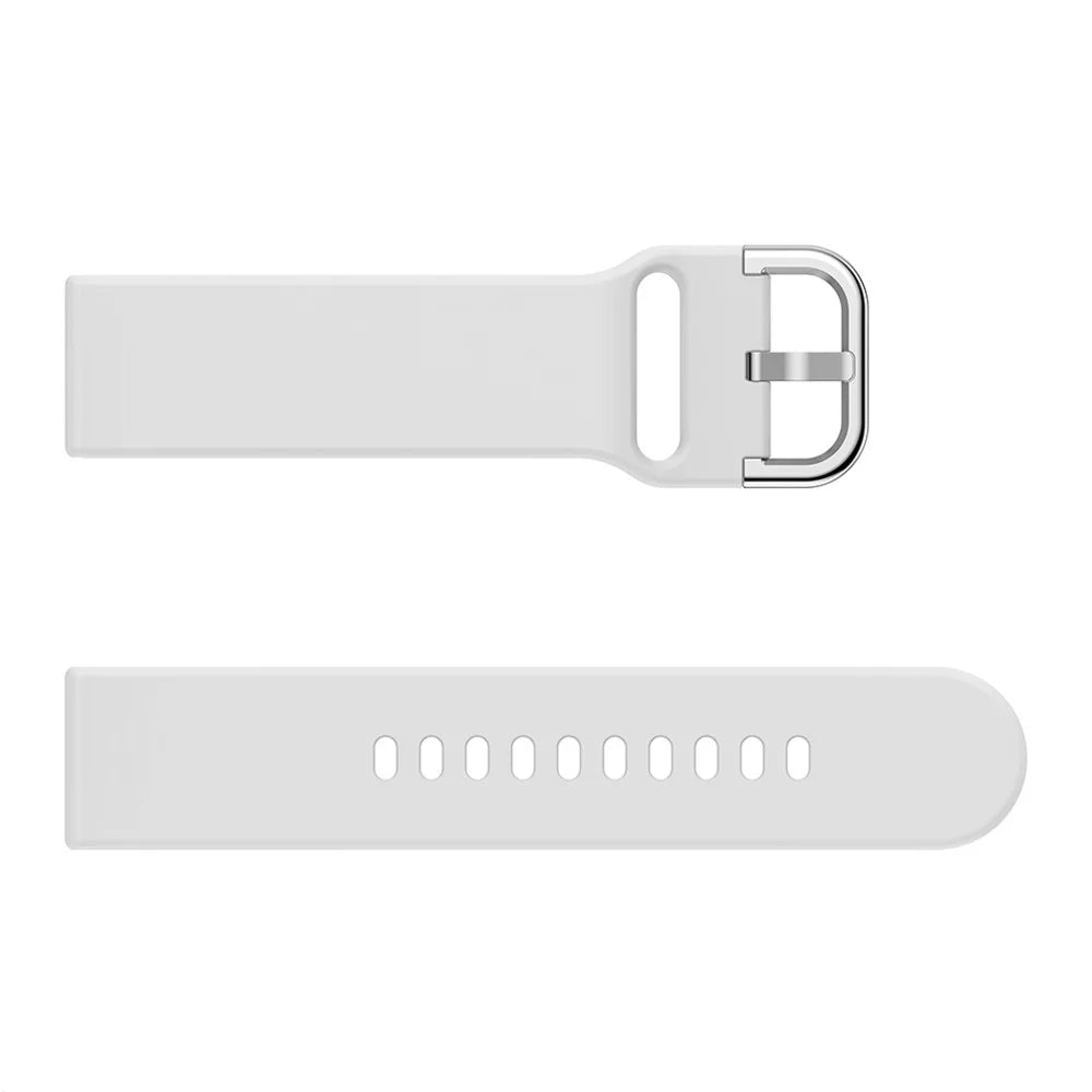 20mm Silicone Watch Band Strap Replacement for Samsung Galaxy Watch4 Classic 46mm 42mm/Watch4 44mm 40mm/Watch Active 2/Garmin Vivomove3 - White - 4