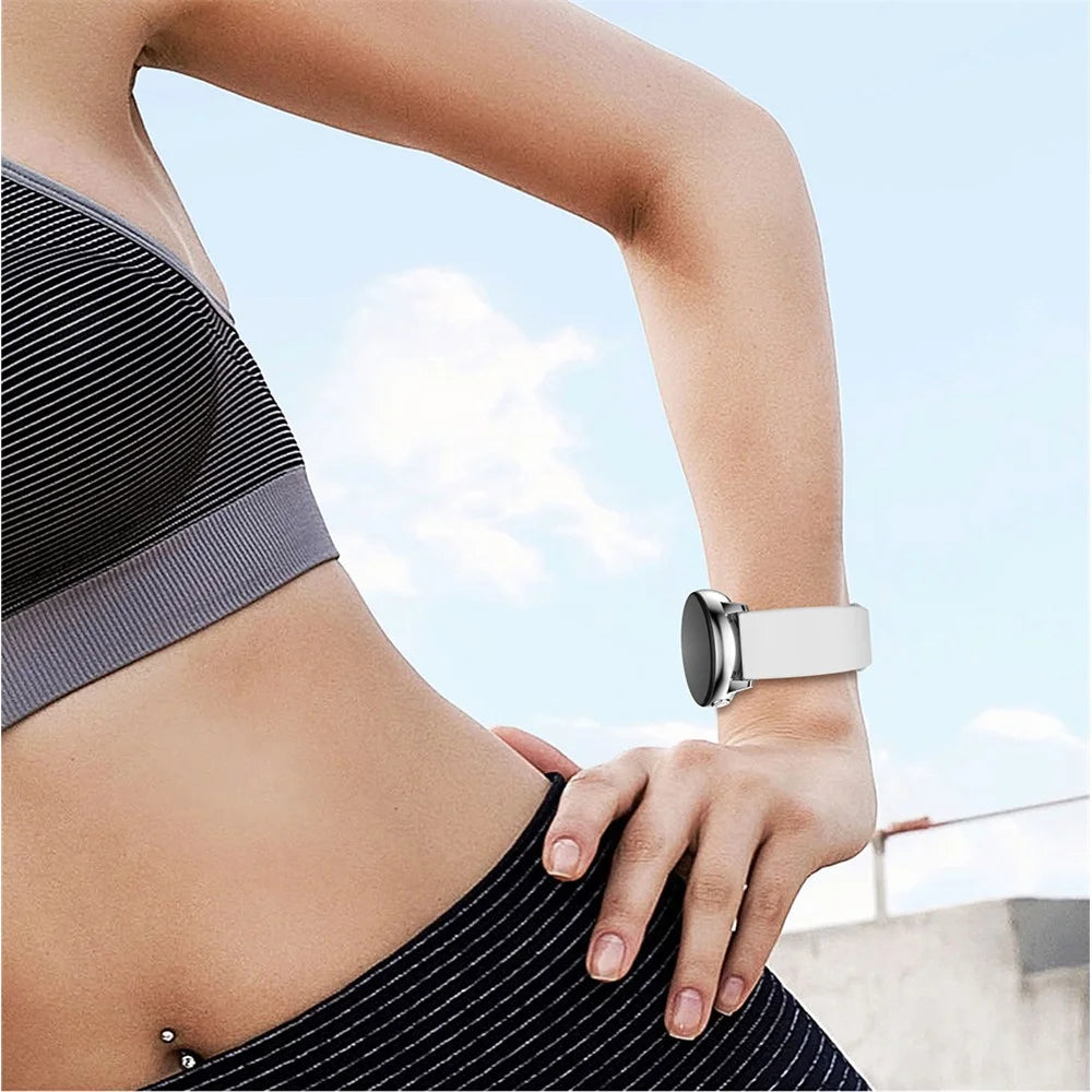 20mm Silicone Watch Band Strap Replacement for Samsung Galaxy Watch4 Classic 46mm 42mm/Watch4 44mm 40mm/Watch Active 2/Garmin Vivomove3 - White - 5