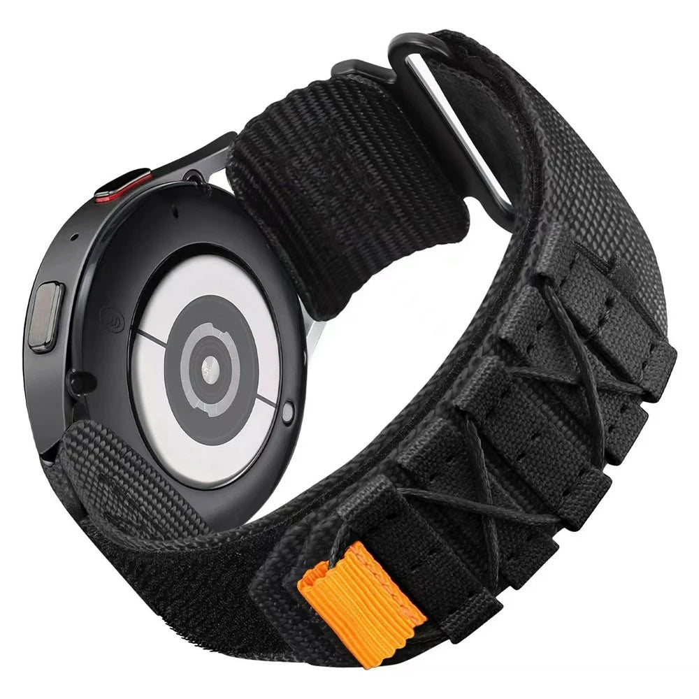 For Samsung Watch7 44mm 40mm / Huawei Watch GT 3 42mm Nylon Strap 20mm Replacement Band - Black - 1