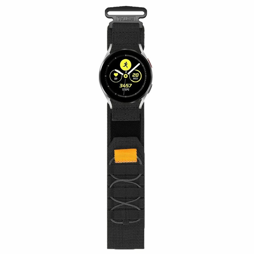 For Samsung Watch7 44mm 40mm / Huawei Watch GT 3 42mm Nylon Strap 20mm Replacement Band - Black - 2