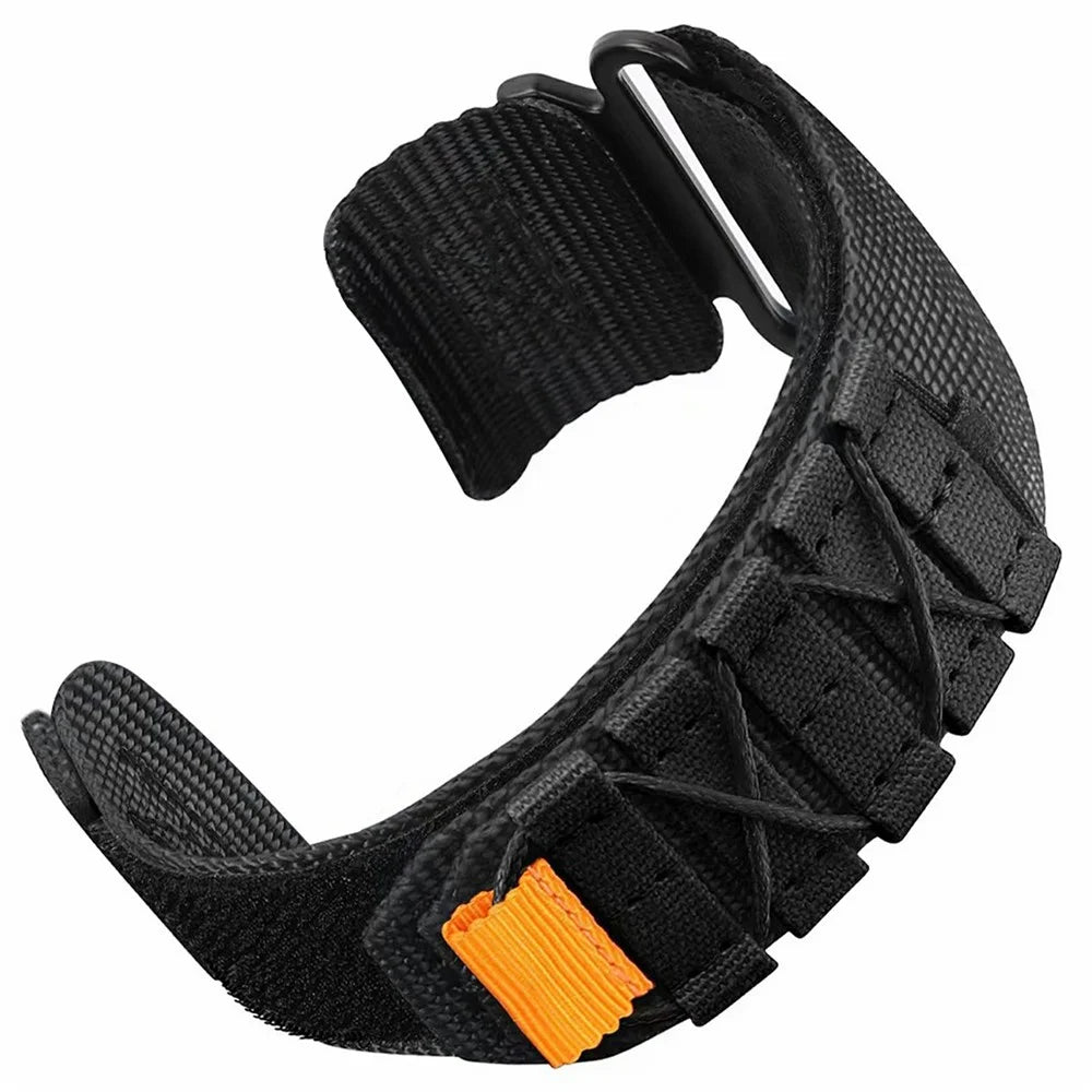 For Samsung Watch7 44mm 40mm / Huawei Watch GT 3 42mm Nylon Strap 20mm Replacement Band - Black - 3