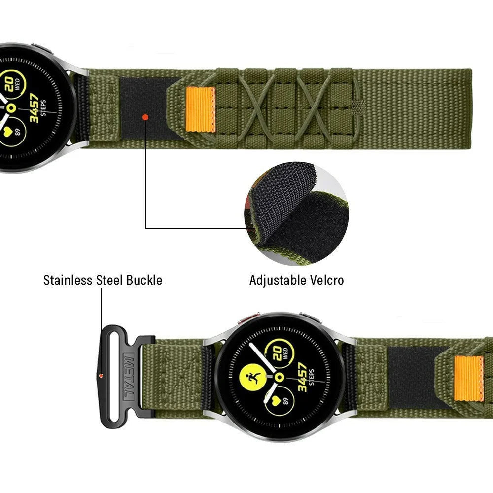 For Samsung Watch7 44mm 40mm / Huawei Watch GT 3 42mm Nylon Strap 20mm Replacement Band - Black - 7