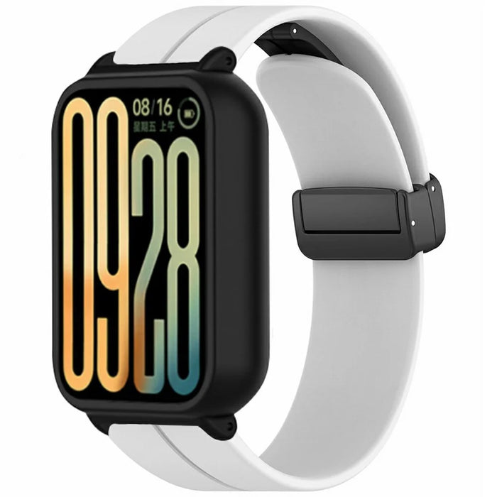 For Xiaomi Smart Band 9 Pro Strap with Case 2 in 1 Silicone Watch Band Magnetic Folding Buckle - White - 1