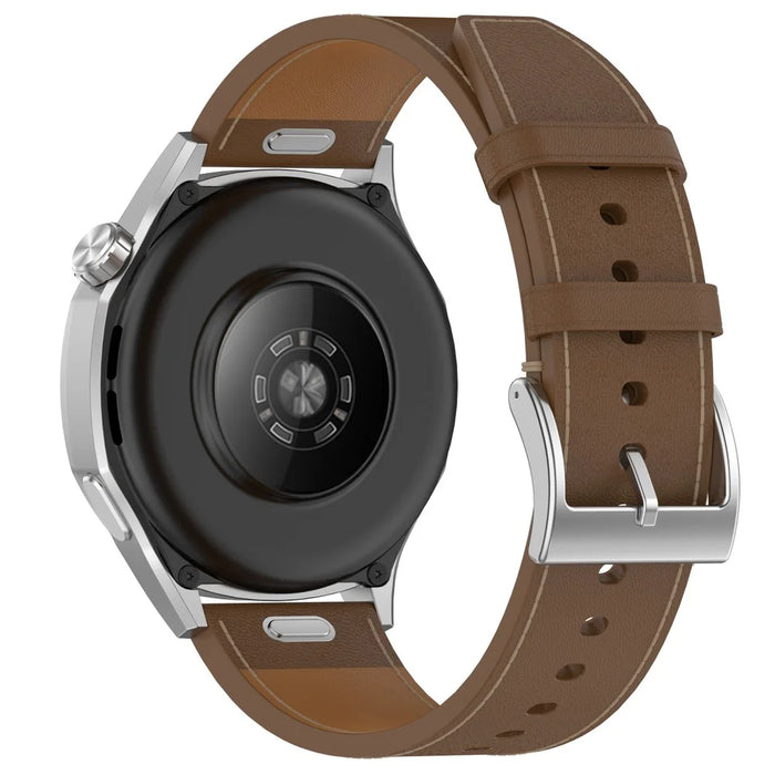 For Huawei Honor Xiaomi Garmin Smartwatch Band 22mm Universal Top Layer Cowhide Leather Strap - Brown - 2