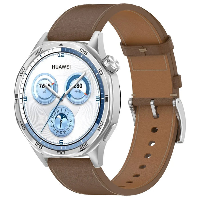 For Huawei Honor Xiaomi Garmin Smartwatch Band 22mm Universal Top Layer Cowhide Leather Strap - Brown - 3