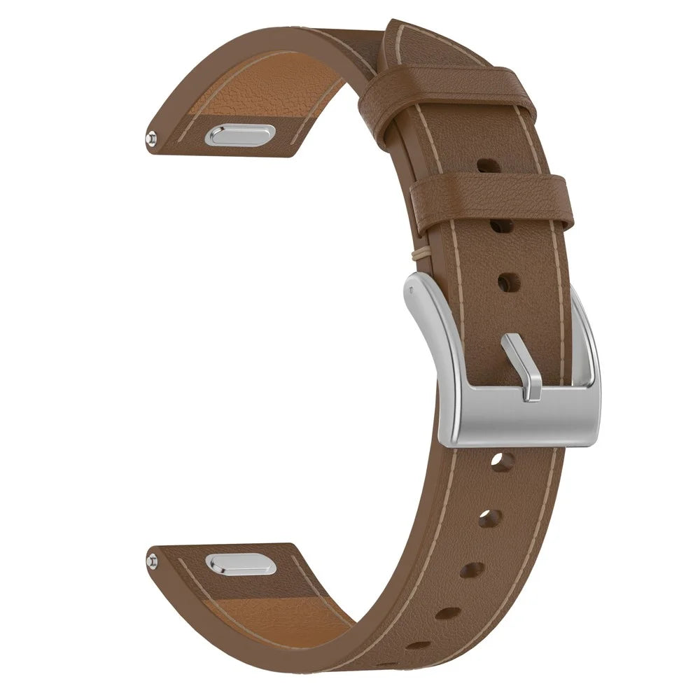 For Huawei Garmin Smartwatch Band 18mm Universal Top Layer Cowhide Leather Strap - Brown - 1