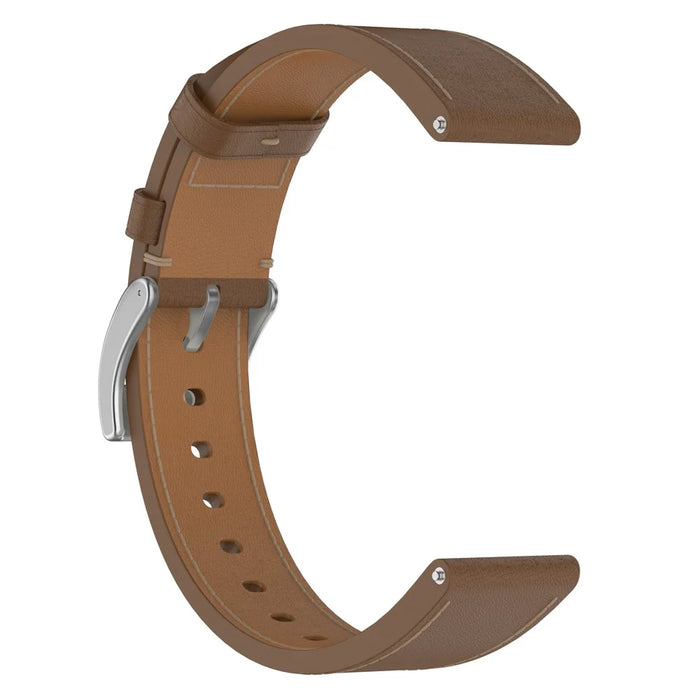 For Huawei Garmin Smartwatch Band 18mm Universal Top Layer Cowhide Leather Strap - Brown - 3
