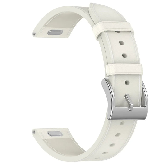 For Samsung Huawei Huami Garmin Smartwatch Band 20mm Universal Top Layer Cowhide Leather Strap - White - 1