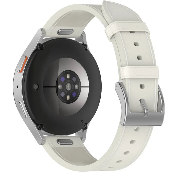 For Samsung Huawei Huami Garmin Smartwatch Band 20mm Universal Top Layer Cowhide Leather Strap - White - 3
