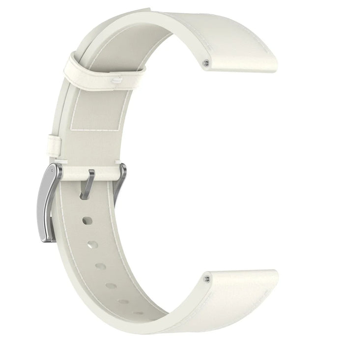 For Samsung Huawei Huami Garmin Smartwatch Band 20mm Universal Top Layer Cowhide Leather Strap - White - 4