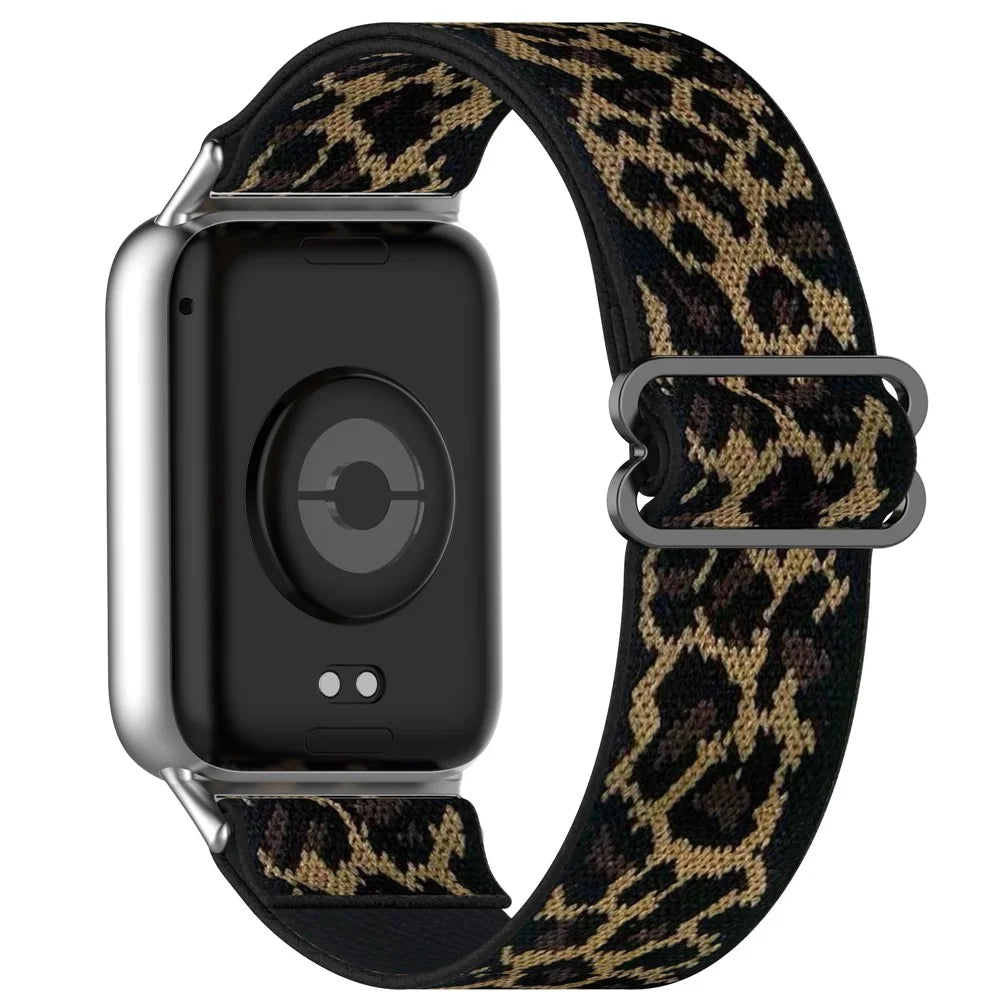Smart Watch Band for Xiaomi Redmi Watch 5 4 / Xiaomi Smart Band 9 Pro / 8 Pro Nylon Elastic Braided Strap - Leopard Print - 1