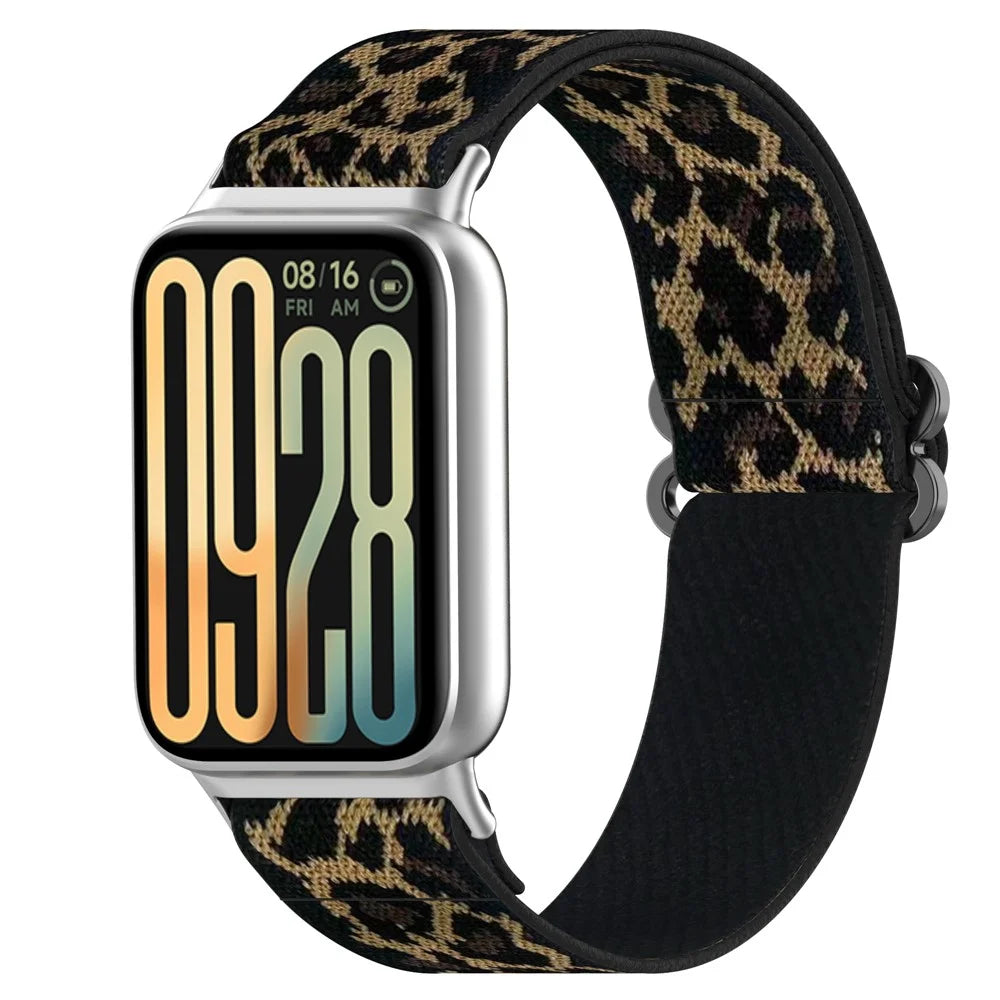 Smart Watch Band for Xiaomi Redmi Watch 5 4 / Xiaomi Smart Band 9 Pro / 8 Pro Nylon Elastic Braided Strap - Leopard Print - 3
