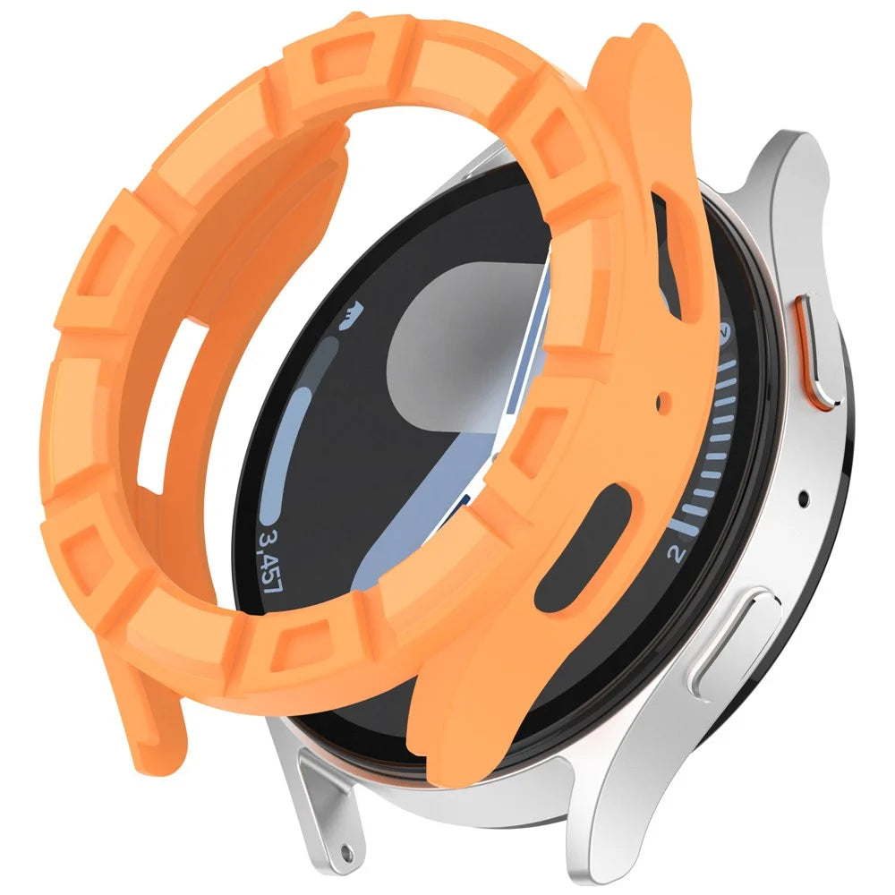 For Samsung Galaxy Watch7 44mm Watch Case Hollow Armor Soft TPU Watch Frame - Orange - 1