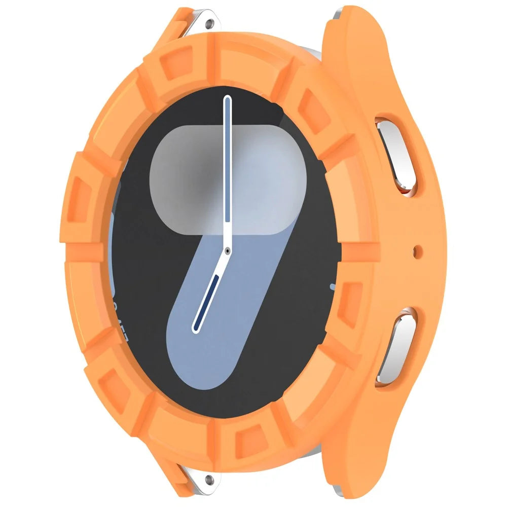 For Samsung Galaxy Watch7 44mm Watch Case Hollow Armor Soft TPU Watch Frame - Orange - 2