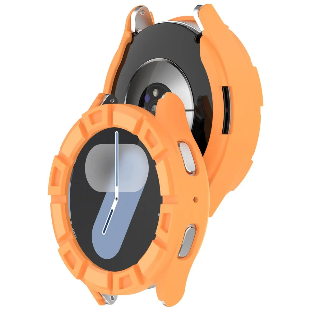 For Samsung Galaxy Watch7 44mm Watch Case Hollow Armor Soft TPU Watch Frame - Orange - 3