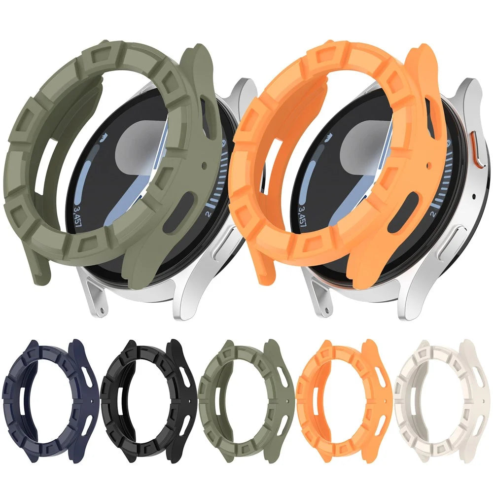 For Samsung Galaxy Watch7 44mm Watch Case Hollow Armor Soft TPU Watch Frame - Orange - 7
