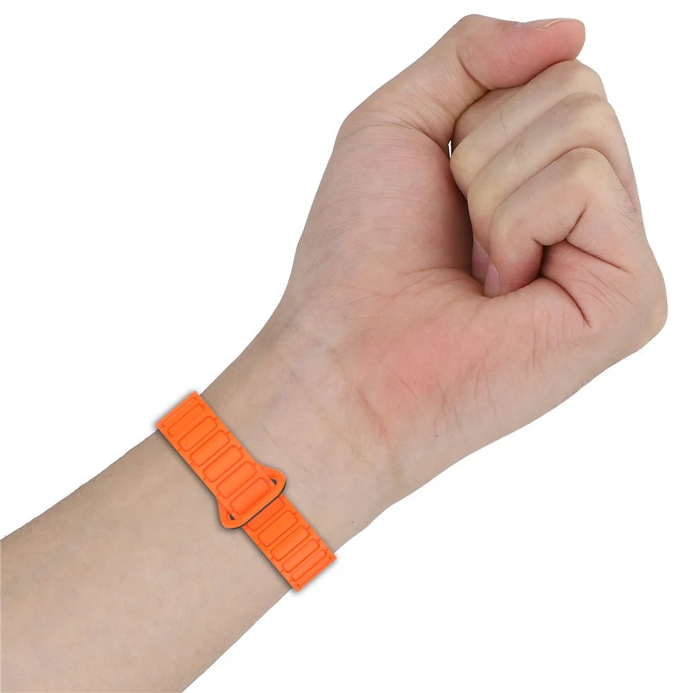 Magnetic Silicone Strap for Xiaomi Smart Band 9 NFC / 9 / 8 NFC / 8 Replacement Wristband with Connectors - Orange+Black - 5