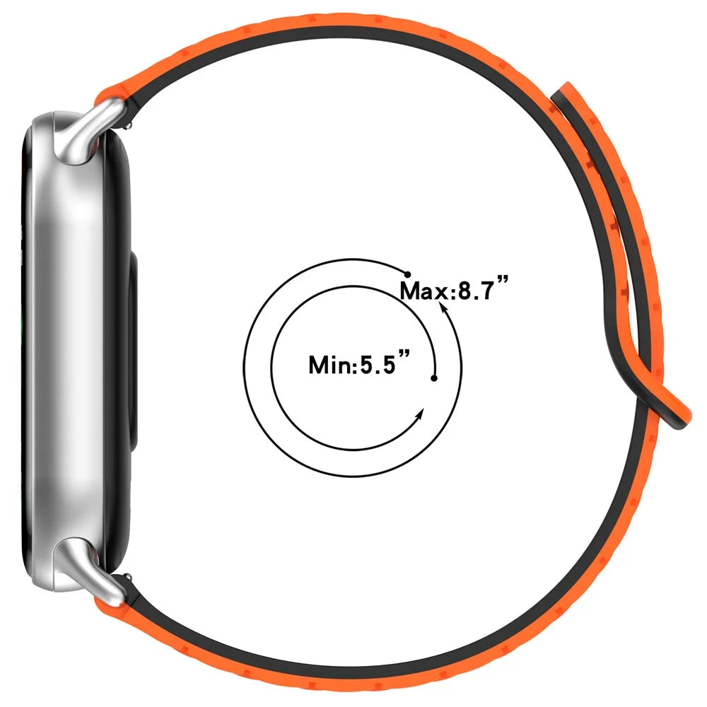 Magnetic Silicone Strap for Xiaomi Smart Band 9 NFC / 9 / 8 NFC / 8 Replacement Wristband with Connectors - Orange+Black - 7
