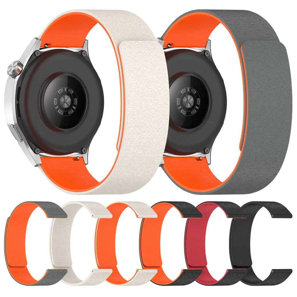 20mm Watch Band for Samsung Galaxy Watch7 / Huawei Watch GT 3 42mm / Garmin Forerunner 165 Magnetic Silicone Strap - Black / Orange - 3