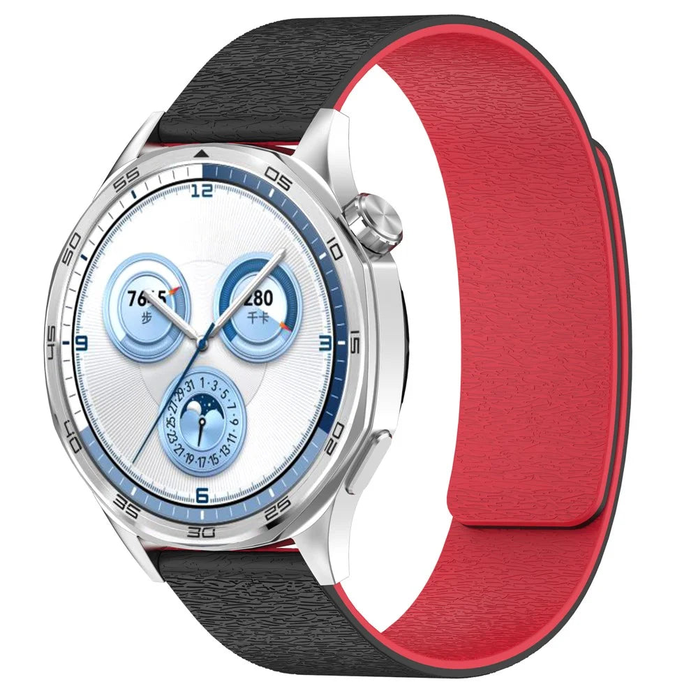 18mm Watch Band for Huawei Watch GT 5 Pro 42mm / GT 5 41mm / GT 4 41mm Magnetic Silicone Strap - Black  /  Red - 3