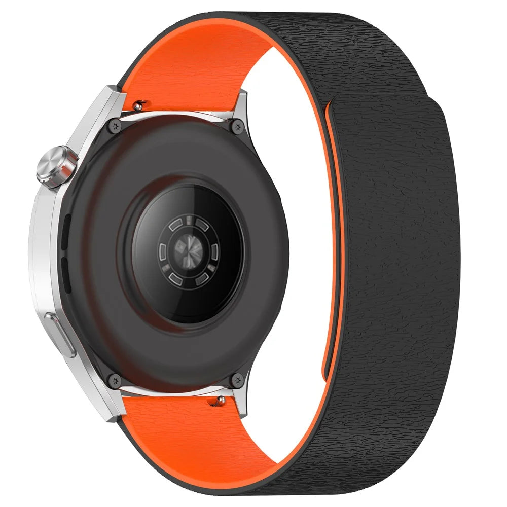 22mm Watch Band for Huawei Watch GT 5 46mm / Honor Watch GS 4 / Samsung Gear S3 Classic Magnetic Silicone Strap - Black / Orange - 1