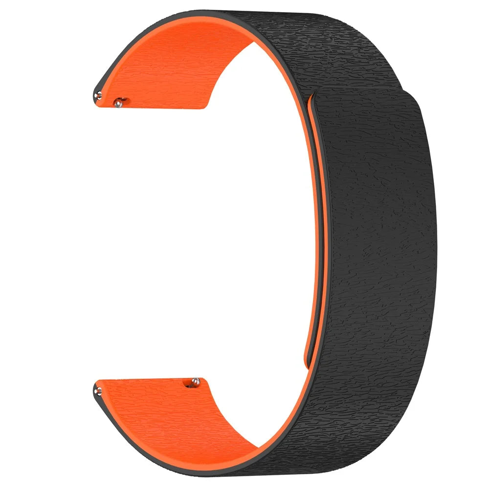 22mm Watch Band for Huawei Watch GT 5 46mm / Honor Watch GS 4 / Samsung Gear S3 Classic Magnetic Silicone Strap - Black / Orange - 2