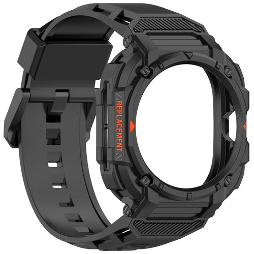 For Samsung Galaxy Watch Ultra 47mm Shockproof Armor TPU Watch Strap with Integrated Watch Case - Black - 1