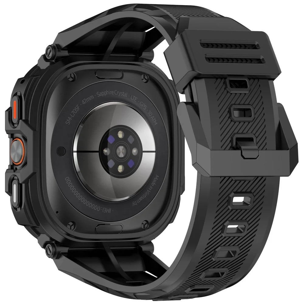 For Samsung Galaxy Watch Ultra 47mm Shockproof Armor TPU Watch Strap with Integrated Watch Case - Black - 3