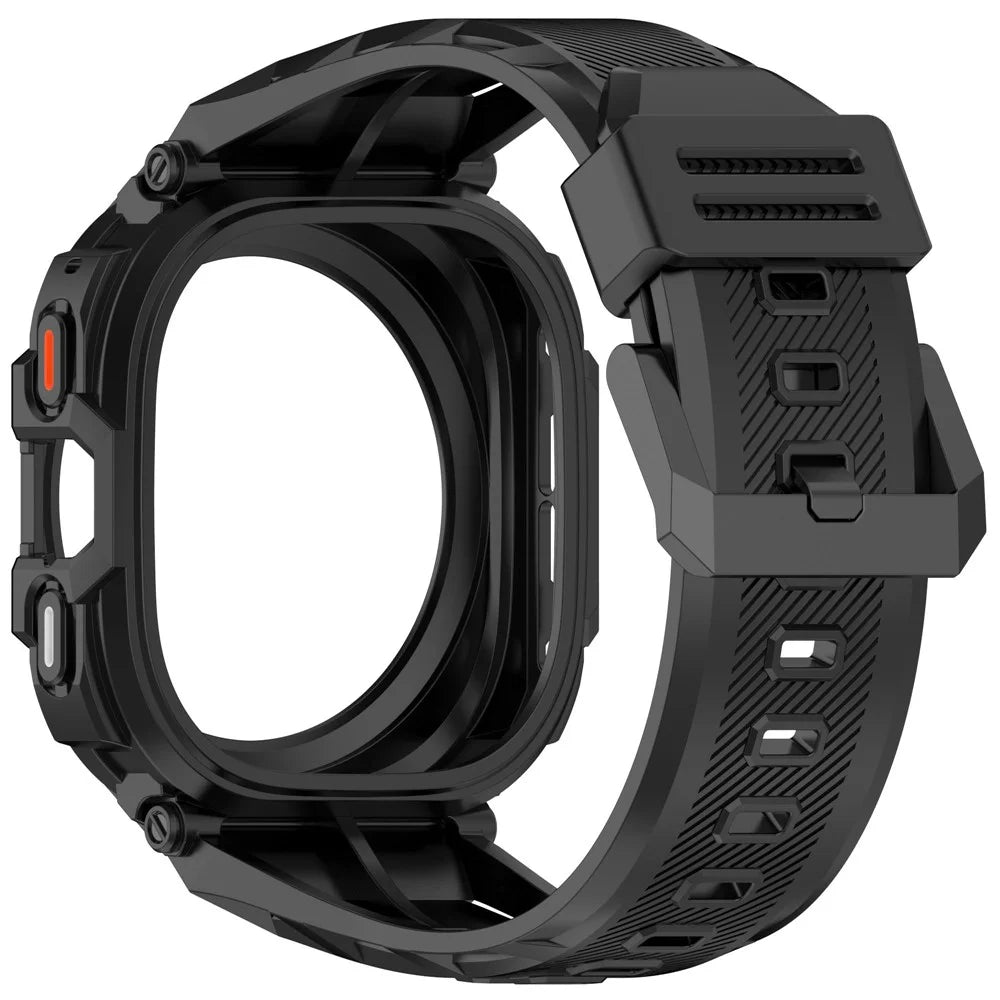 For Samsung Galaxy Watch Ultra 47mm Shockproof Armor TPU Watch Strap with Integrated Watch Case - Black - 4