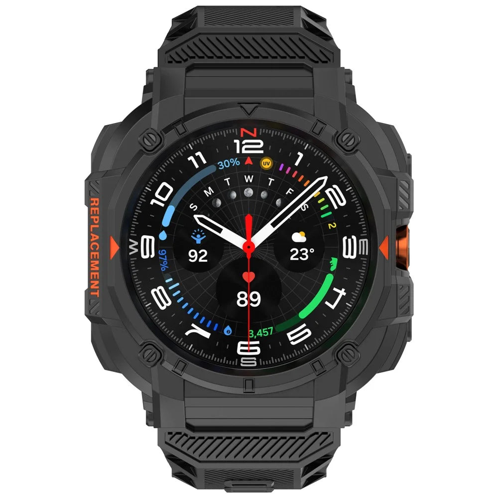 For Samsung Galaxy Watch Ultra 47mm Shockproof Armor TPU Watch Strap with Integrated Watch Case - Black - 5