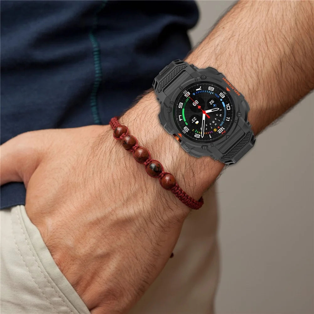 For Samsung Galaxy Watch Ultra 47mm Shockproof Armor TPU Watch Strap with Integrated Watch Case - Black - 7