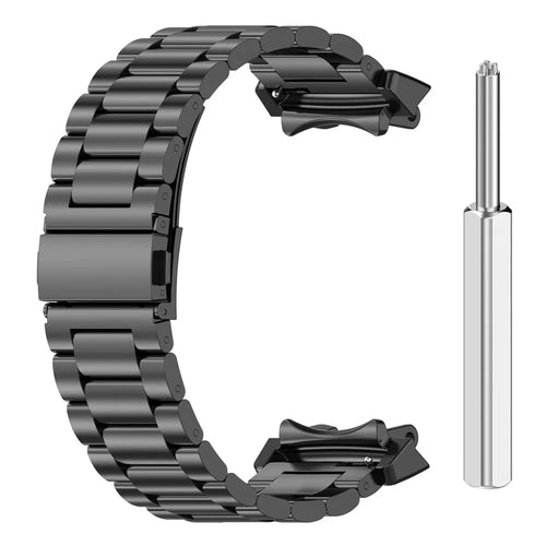 For Huami Amazfit T-Rex 3 Watch Band Replacement Metal Strap Adjustable Three-Bead - Black - 1