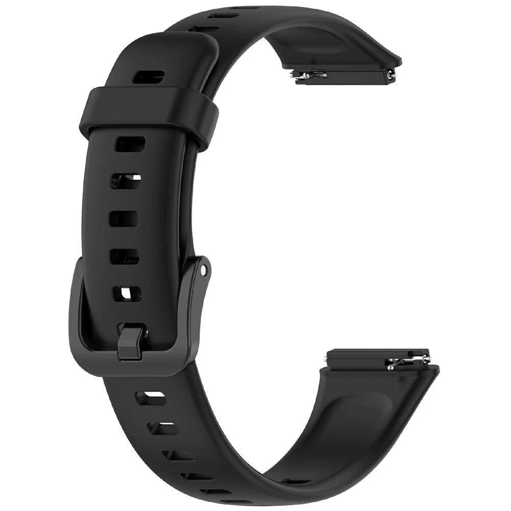 For Huawei Band 7 Silicone Watch Band Solid Color Replacement Strap - Black - 3