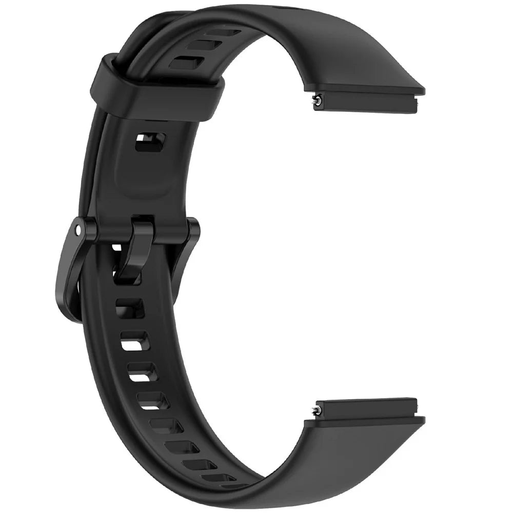 For Huawei Band 7 Silicone Watch Band Solid Color Replacement Strap - Black - 4