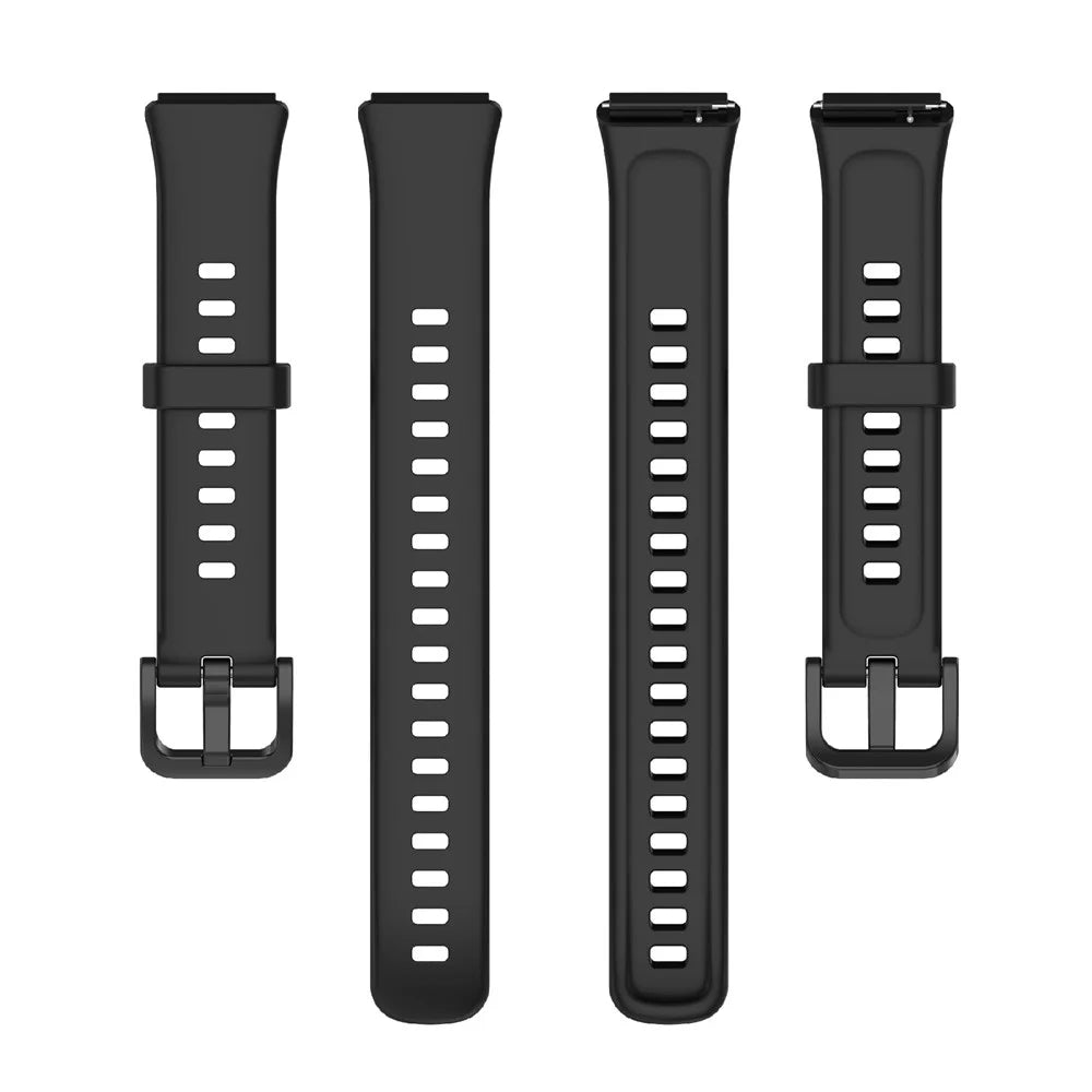 For Huawei Band 7 Silicone Watch Band Solid Color Replacement Strap - Black - 5