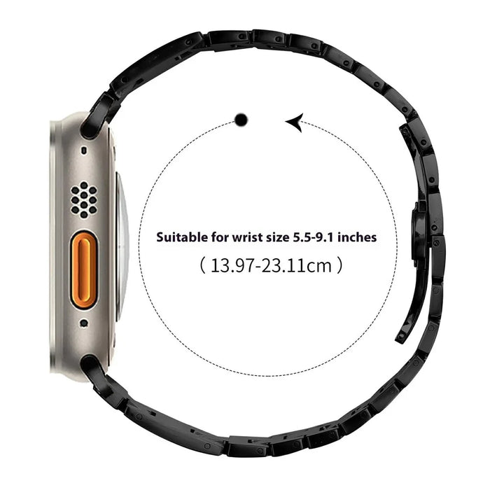 Replacement Strap for Apple Watch Series 11 10 42mm / 9 8 7 41mm / SE3 SE2 SE 6 5 4 40mm / 3 2 1 38mm H Type Metal Watch Band - Black - 7