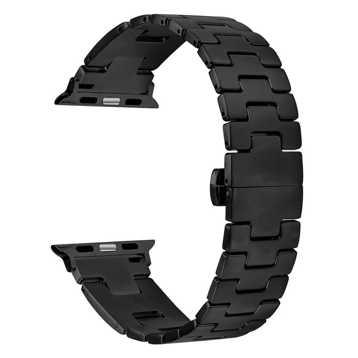 Replacement Strap for Apple Watch Ultra 3 2 1 49mm / Series 11 10 46mm / 9 8 7 45mm / SE3 SE2 SE 6 5 4 44mm / 3 2 1 42mm H Type Metal Watch Band - Black - 1