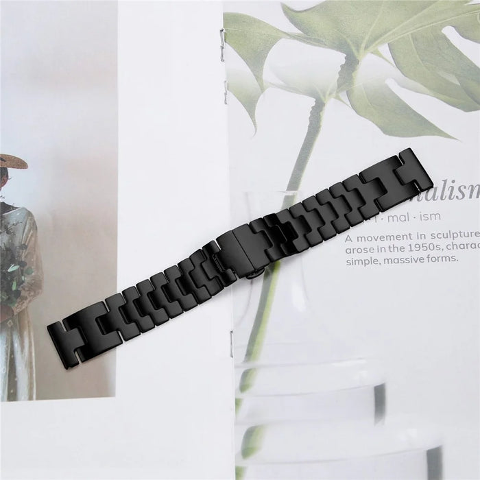 For Fitbit Versa / Versa Lite / Versa 2 Replacement Strap H Type Metal Watch Band - Black - 6