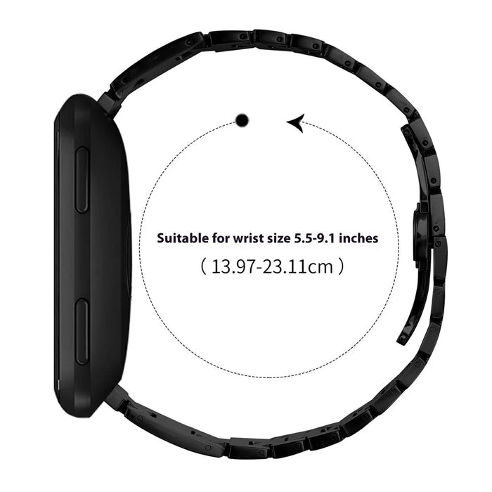 For Fitbit Versa / Versa Lite / Versa 2 Replacement Strap H Type Metal Watch Band - Black - 7