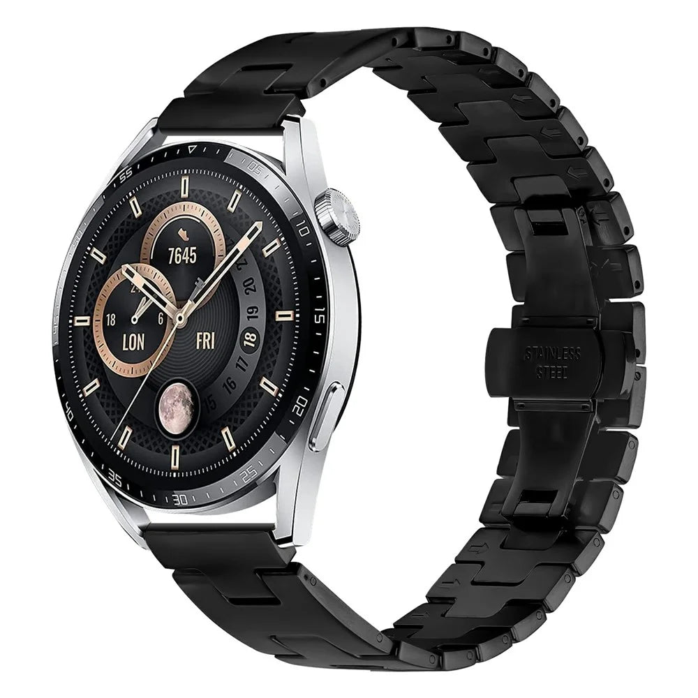 For Huawei Watch GT 4 46mm Replacement Strap H Type Metal Watch Band - Black - 3