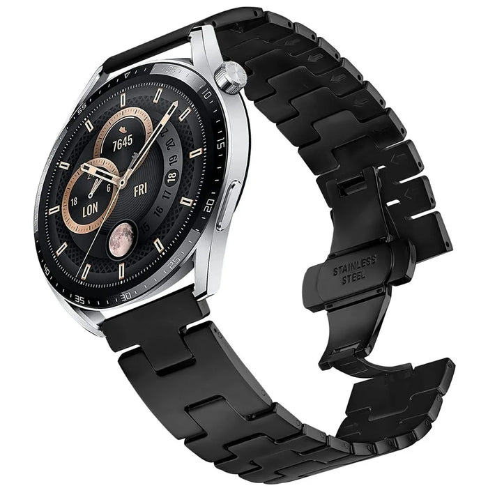 For Huawei Watch 4 / 4 Pro Replacement Strap H Type Metal Watch Band - Black - 2