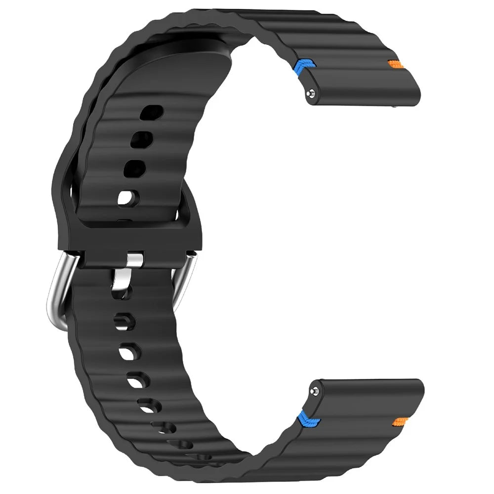 22mm Silicone Band for Samsung Galaxy Watch 46mm  /  Watch3 45mm  /  Gear S3 Classic  /  Gear S3 Frontier Wave Design Watch Strap - Black - 3