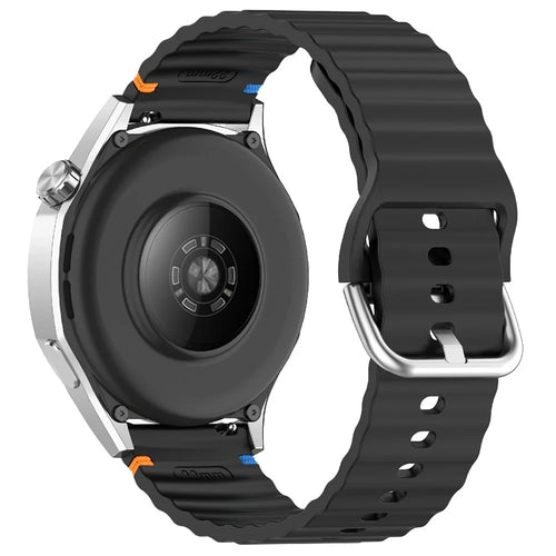 20mm Silicone Watch Band Stitch Line Wave Design Wrist Strap for Huawei / Samsung / Garmin Smartwatches - Black - 1