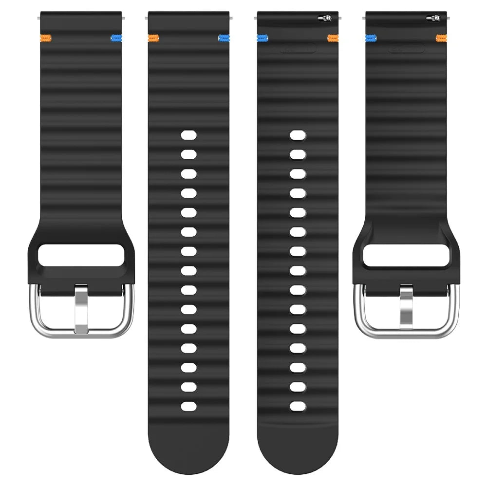 20mm Silicone Watch Band Stitch Line Wave Design Wrist Strap for Huawei / Samsung / Garmin Smartwatches - Black - 5